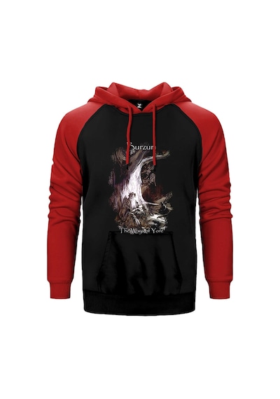 Burzum The Ways Of Yore Kırmızı Renk Reglan Kol Kapşonlu Sweatshirt Kırmızı