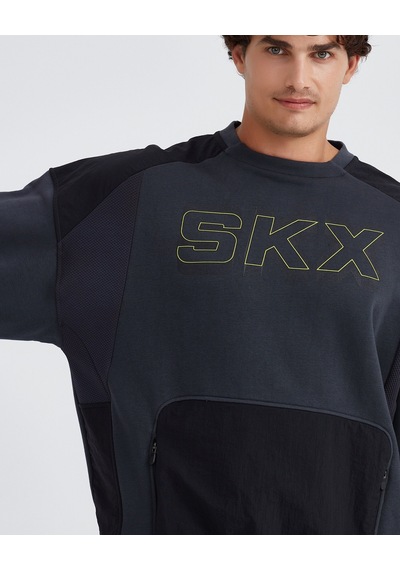 Skechers M Lw Fleece Crew Neck Sweatshirt Erkek Dark Gray Sweatshirt S232277-040