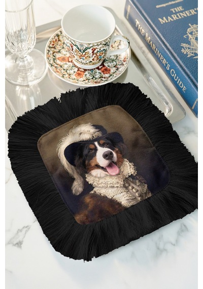 Asil Portre Köpek Saçaklı Servis Kokteyl Peçetesi - Saray Temalı Barok Siyah Bardak Altlığı Mendil Doygun Adaçayı Menekşe Asil Portre Köpek Saçaklı Servis Kokteyl Peçetesi - Saray Temalı Barok Siyah Bardak Altlığı Mendil Doygun Adaçayı Menekşe