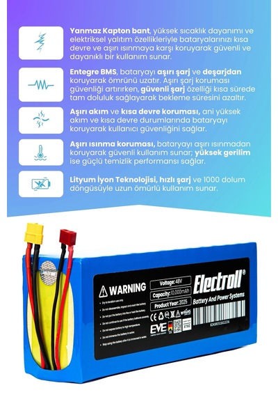 Onvo Ov-111 Uyumlu Batarya Eko Kapasite Batarya 48v 10ah Pil Elektrikli Scooter Bataryası Çok Renkli