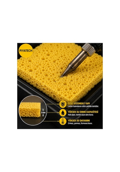 Havya Temizleme Süngeri 6x6 Cm Lehim Ucu Temizleyici Sünger 3 Mm 5'li Paket