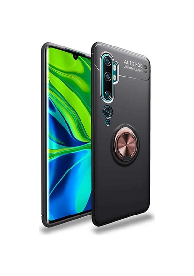 Xiaomi Mi Note 10 Kılıf Zore Ravel Silikon Kapak Siyah-Rose Gold