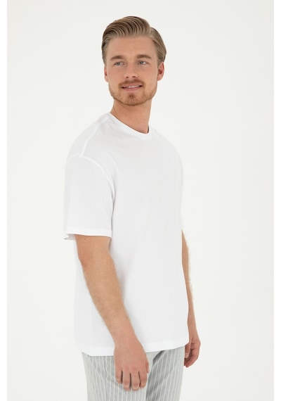 U.S. Polo Assn. Erkek Comfort Fit Bisiklet Yaka Beyaz Tişört 50294216-VR013