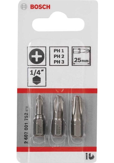 Bosch 3 Parçalı Extra Hard Serisi Vidalama Ucu Seti PH123*25 mm 2607001752