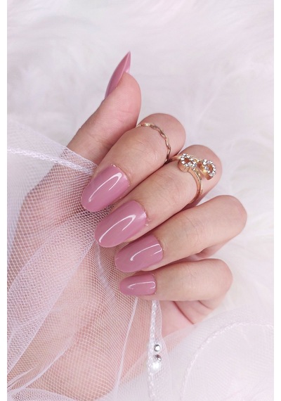 24 Adet Renkli Oval Kısa Takma Tırnak Seti 1077 Mercan Pembe