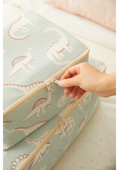 Ocean Home Textile 2'li Çocuk Odası Dinozor Hurç Set 1 Adet 30 x 22 x 18 / 1 Adet 52 x 28 x 21 cm