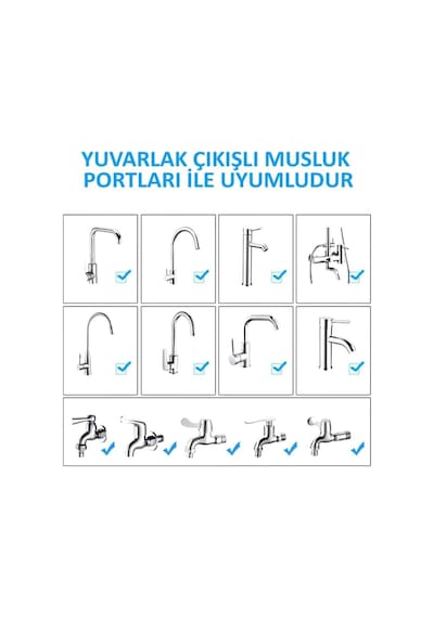 Krom 3 Fonksiyonlu Su Tasarruflu Musluk Başlığı Mutfak Çeşme Evye Batarya Ucu 1 Adet 360derece Döner