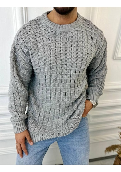 Elku Moda Kazak Oversize Kare Örme Desenli Naturel Pamuk Bol Kesim Tüylenmeyen Salaş Triko Kazak Gri Elku Moda Kazak Oversize Kare Örme Desenli Naturel Pamuk Bol Kesim Tüylenmeyen Salaş Triko Kazak Gri