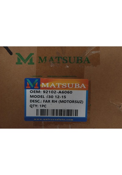 Cn Sağ Far Motorsuz Hyundai İ30 2012-2015 Uyumlu 92102a6060
