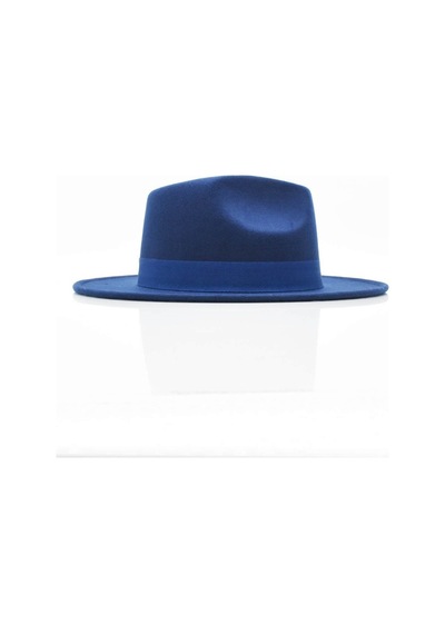 Külah Erkek Fedora Şapka-Lacivert-Lacivert-Standart