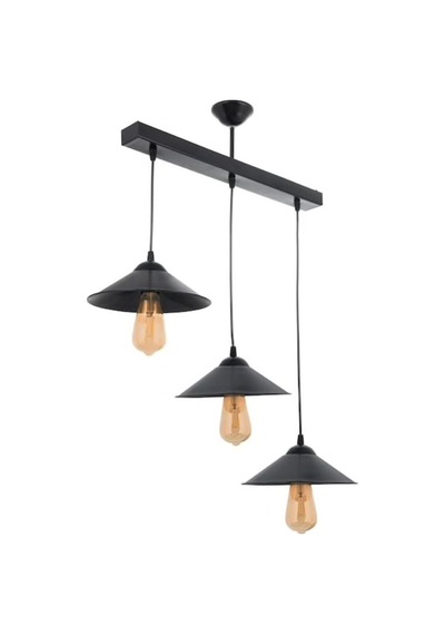 Retro Rustik Vintage Sıralı Masa Üsüt Sarkıt Metal Avize Taban En 60 Cm Siyah