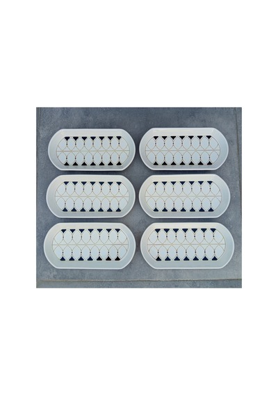 6lı Set Seramik Orta Boy Oval Kayık Tabak Seti - 12x26cm Beyaz