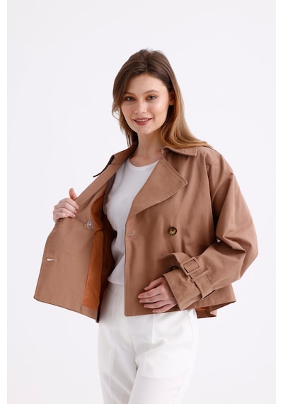 Pastelastore %100 Pamuk Gabardin Astarlı Oversize Geniş Kalıp Kadın Crop Kısa Trençkot 1122 Koyu Bej Pastelastore %100 Pamuk Gabardin Astarlı Oversize Geniş Kalıp Kadın Crop Kısa Trençkot 1122 Koyu Bej