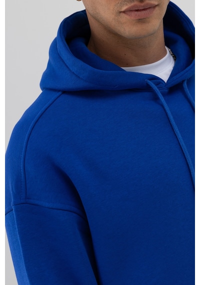 Vamos Basic Oversize Kapüşonlu Sweatshirt Saks Mavi