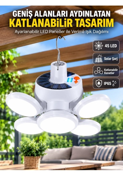 Mey İthalat Solar Enerjili Katlanabilir Led Kamp Ve Bahçe Lambası Çok Renkli