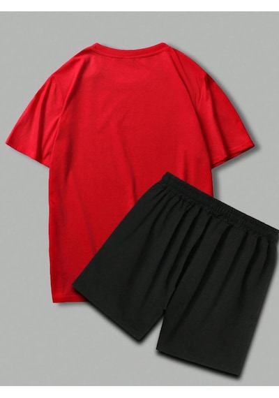 Altamira Erkek Kırmızı New York 19 Baskılı Şort T-shirt Takım 001