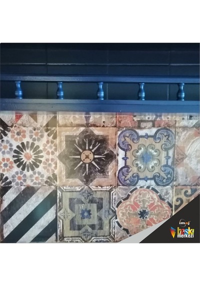 Mutfak Tezgah Arası Kendinden Yapışkanlı Folyo Kaplama Eskitme Taş Desen 60cm X 100cm