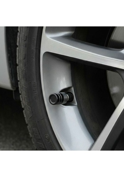 Sibop Kapağı Krom 4lü Takım Üniversal Lastik Subap Tıpası Seti Çizgili Model Siyah Glz02790025