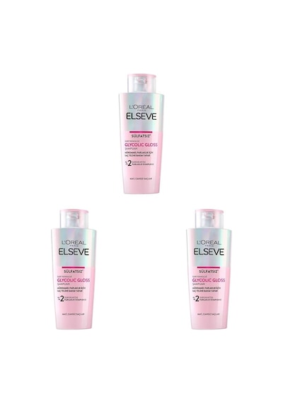 Elseve Glycolic Gloss Mükemmel Parlaklık İçin Bakım Yapan Şampuan 200 Ml 3lü Paket