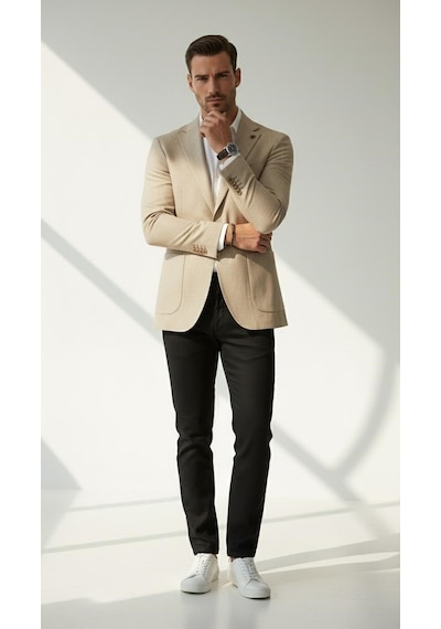 Plus Scorpion Ck089 Erkek Slim Fit Blazer Ceket Tek Düğmeli Çift Yırtmaçlı Torba Cepli Yarım Astarlı Bej Plus Scorpion Ck089 Erkek Slim Fit Blazer Ceket Tek Düğmeli Çift Yırtmaçlı Torba Cepli Yarım Astarlı Bej