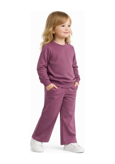 Kız Çocuk Taşlı Sweatshirt Pantolon Takım Bgl-st05273 MÜRDÜM