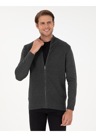 Pierre Cardin Erkek Gri Melanj Hırka Triko 50300497-vr086 Gri Melanj