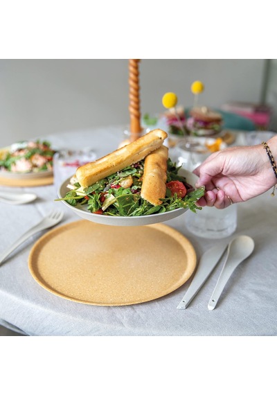 4'lü Kahverengi Tabak - 25.5 Cm Çok Renkli
