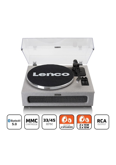 Lenco Ls-440 Gy Gri 4 Hoparlörlü Bluetoothlu Pikap Plak Çalar