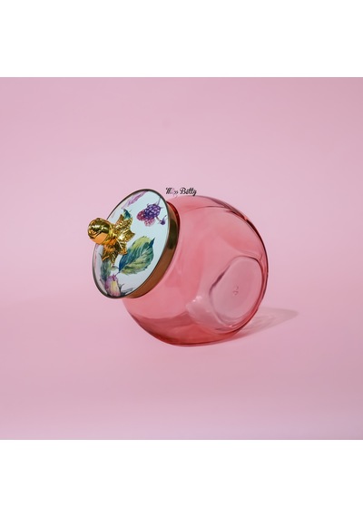 Rose Deluxe Emaye Kapaklı Cam Kavanoz 1,5 L Pembe
