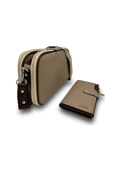 Just Polo Kadın Lakost Ayarlanabilir Askılı Çapraz Omuz Çantası Ve Cüzdanı Kombin Shoulder Bag Kum - Kahverengi