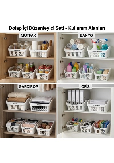 Dolap İçi Düzenleyici Set 5'li Beyaz
