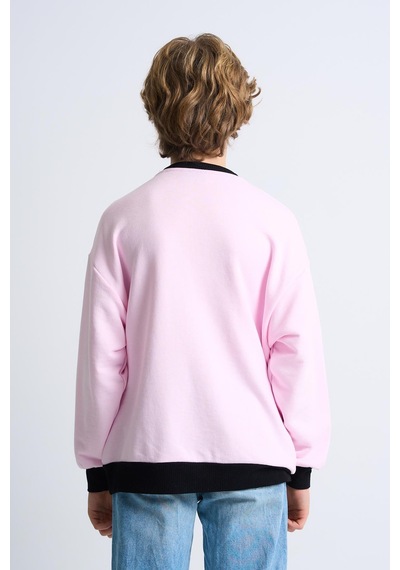 Alexandergardi Alexandergardı Baskılı Bisiklet Yaka Çocuk Sweatshirt Pembe