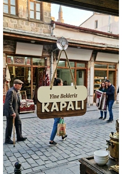 3 Katlı Modern Açık/kapalı Tabelası - Ceviz