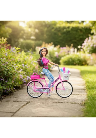Good Girl Dereen Hareketli Bisikletli Bebek Seti 29cm - 13 Parça Aksesuarlı Oyuncak - 3+ Yaş