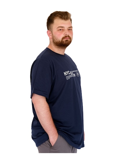 Mode Xl Büyük Beden Erkek T-shirt Bisiklet Yaka Nyc New York U25019 İndigo İndigo