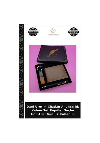 Floranova Özel Üretim Cüzdan Anahtarlık Kalem Set Popüler Seçim Göz Alıcı Günlük Kullanım Çok Renkli