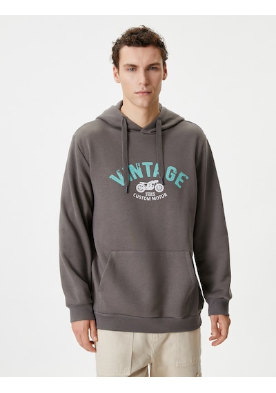 Koton Kolej Hoodie Slogan Baskılı Kanguru Cep Detaylı Lacivert 4wam70227mk Lacivert