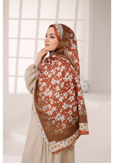 Mimiyum Flora Desen Soft Şal Kiremit