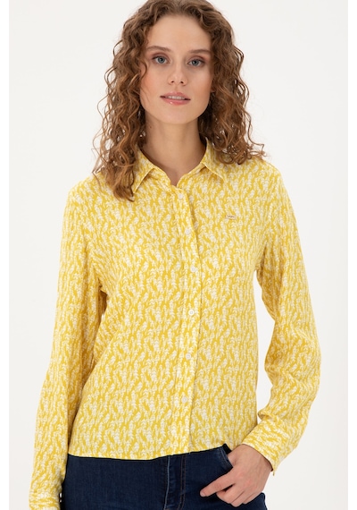 U.s. Polo Assn. Kadın Koyu Sarı Gömlek Desenli 50291102-vr094 Koyu Sarı