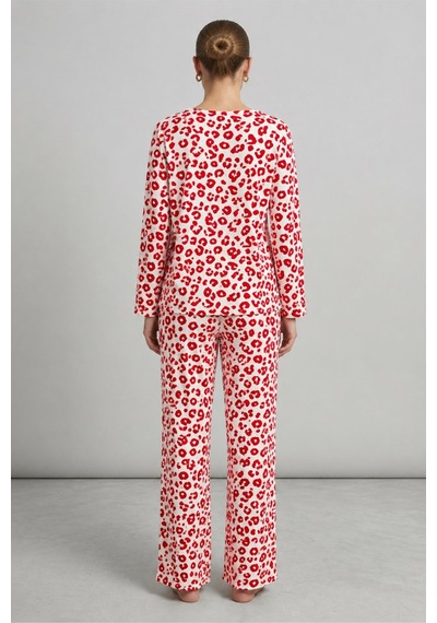 Kadın Comfort Esnek Kırmızı Pijama Takımı 4686