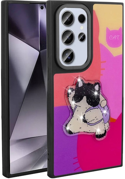 Zore Galaxy Uyumlu S24 Ultra Kılıf Parlayan Kabartmalı İkonik Figürlü Amas Silikon Kapak Mor