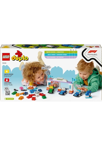LEGO® DUPLO® Kasabası F1® Takımı Yarış Arabaları ve Sürücüler 10445 - 2 Yaş ve Üzeri Küçük Çocuklar İçin Eğitici Oyuncak Yapım Seti (70P)