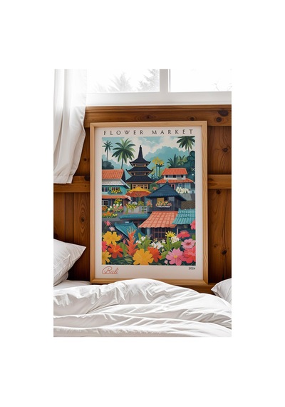Bali Endonezya Çerçeveli Tablo Seyahat Severlere Salon Ve Ofis İçin Estetik Duvar Dekoru Travel Flower Market