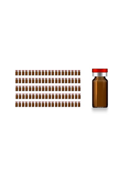 Borox Kapaklı Tıpalı Amber Cam Şişe 10ml - Crimp Vial Nd20 - Dibi Düz - Kırmızı Kapaklı - 100 Adet Toptan