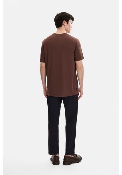 Backandbond Kahve Regular Fit Bisiklet Yaka Tişört