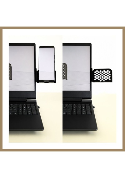 Bezos 3d Baskı Monitor Telefon Tutucu - Petek Desenli Laptop Kenar Telefon Tutucu-siyah 22