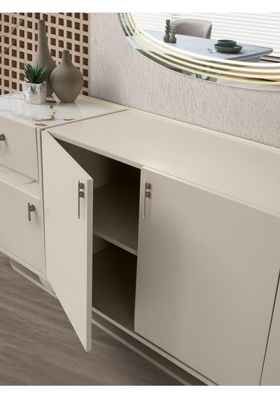 Erva Modern Dolaplı Çekmeceli Aynasız Konsol 206 47 78 Ekru