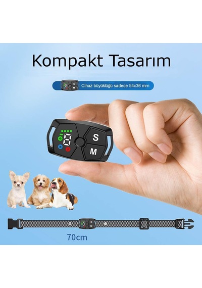 T368g Havlama Önleyici Köpek Tasması Şarjlı, Suya Dayanıklı, Uyarı Seçimli, Led Ekranlı Havlama Eğitim Tasması