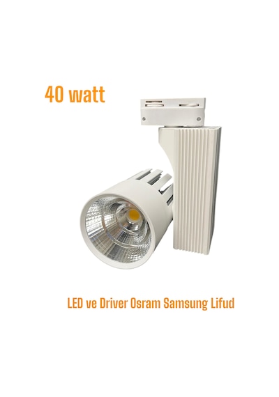 Ledli Ray Spot Beyaz Kasa 40 Watt Sıcak Beyaz 4000 K