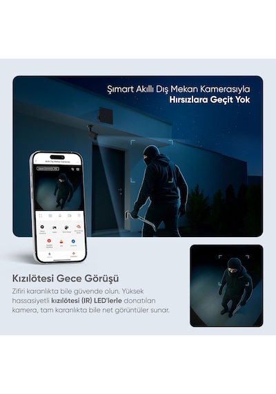 Şımart Akıllı Wifi Dış Mekan Güvenlik Kamerası, Güneş Enerjili, Gece Görüşlü